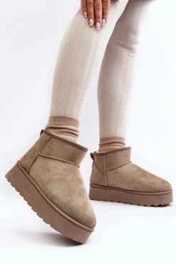 Damskie Boto Śniegowce Damskie Na Platformie Ocieplane Futerkiem Zielone Xamella