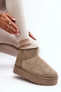 Damskie Boto Śniegowce Damskie Na Platformie Ocieplane Futerkiem Zielone Xamella