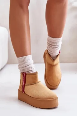 Damskie Boto Śniegowce Damskie Na Platformie Ocieplane Camel Lomessa