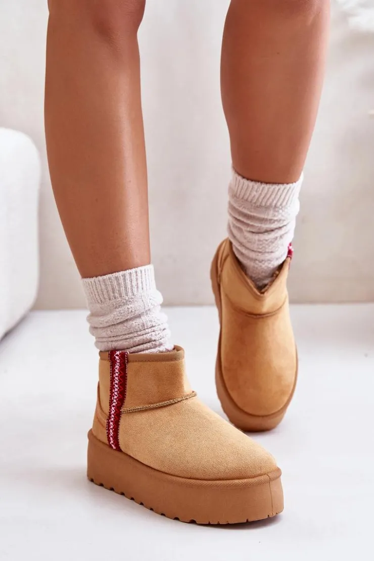 Damskie Boto Śniegowce Damskie Na Platformie Ocieplane Camel Lomessa