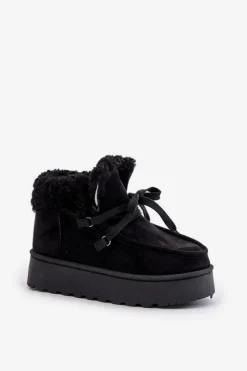 Boto Śniegowce Damskie*Śniegowce Damskie Na Platformie Z Futerkiem Typu Branek Czarne Ciabellae Czarny