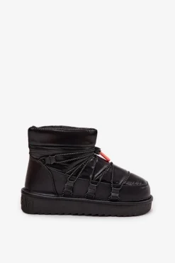 Damskie D.Franklin Śniegowce Damskie Na Platformie DFSH370020 Czarne