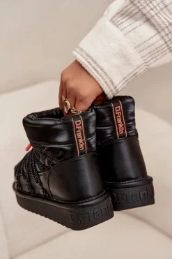 Damskie D.Franklin Śniegowce Damskie Na Platformie DFSH370020 Czarne