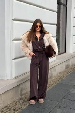 New Boto Śniegowce Damskie Na Platformie Z Futerkiem I Haftem Ciemnobeżowe Querina Beżowy