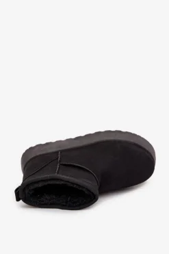 Sale Boto Śniegowce Damskie Na Platformie Ocieplane Futerkiem Czarne Vesirae Czarny