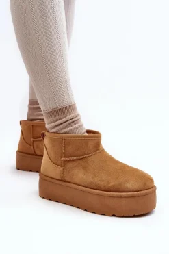 Damskie Boto Śniegowce Damskie Na Platformie Camel Mennja