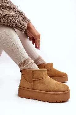 Damskie Boto Śniegowce Damskie Na Platformie Camel Mennja