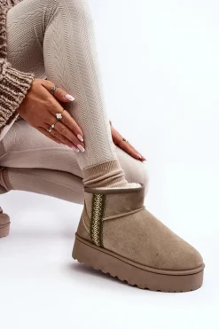 Online Boto Śniegowce Damskie Na Platformie Ocieplane Zielone Lomessa