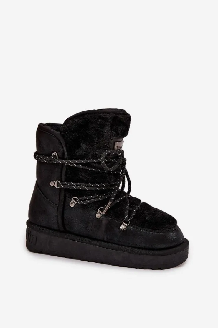 D.Franklin Śniegowce Damskie*Śniegowce Damskie Na Platformie Z Futerkiem DFSH37005 Czarne
