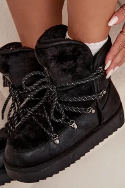 D.Franklin Śniegowce Damskie*Śniegowce Damskie Na Platformie Z Futerkiem DFSH37005 Czarne