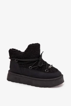 Damskie Big Star Shoes Śniegowce Damskie Na Platformie Z Futerkiem Typu Baranek Big Star SS274109 Czarne