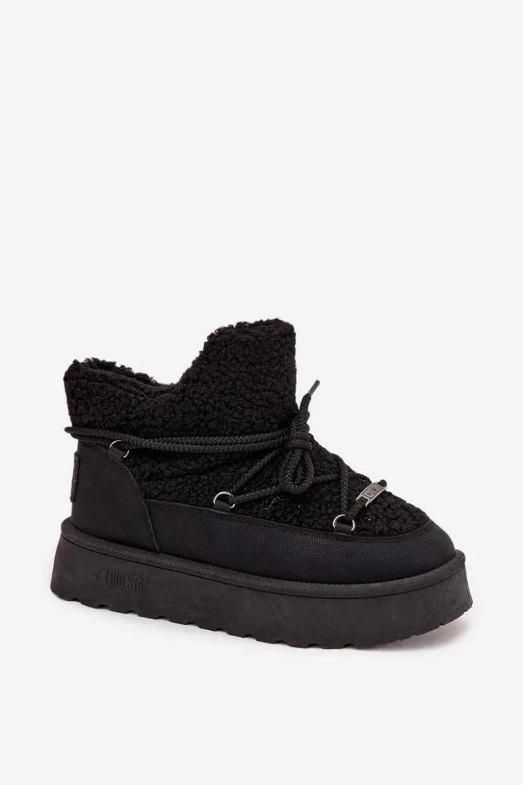 Damskie Big Star Shoes Śniegowce Damskie Na Platformie Z Futerkiem Typu Baranek Big Star SS274109 Czarne
