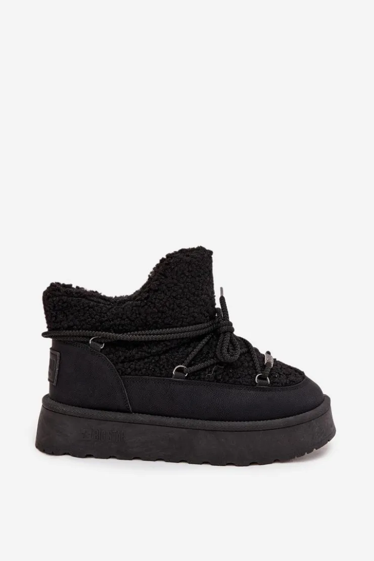 Damskie Big Star Shoes Śniegowce Damskie Na Platformie Z Futerkiem Typu Baranek Big Star SS274109 Czarne