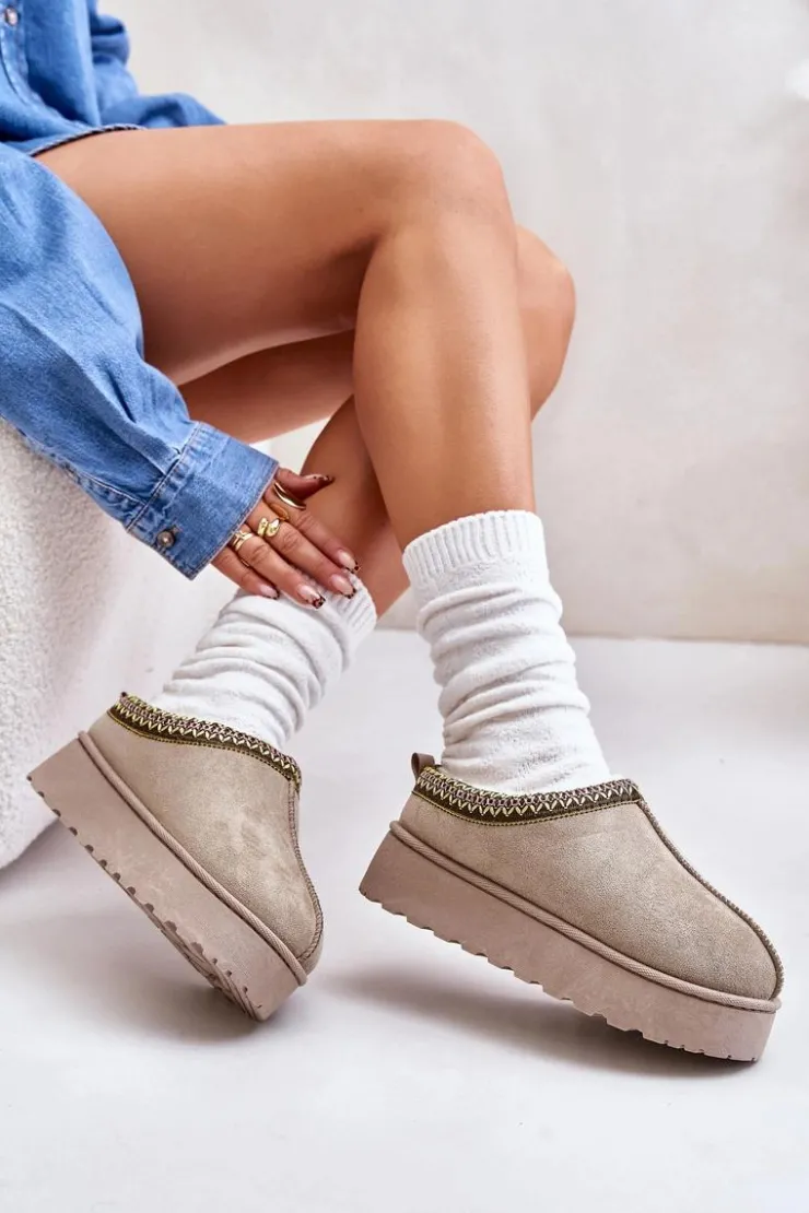 Boto Śniegowce Damskie|Kapcie Klasyczne*Śniegowce Damskie Na Platformie Ocieplane Futerkiem Zielone Remenia Zielony