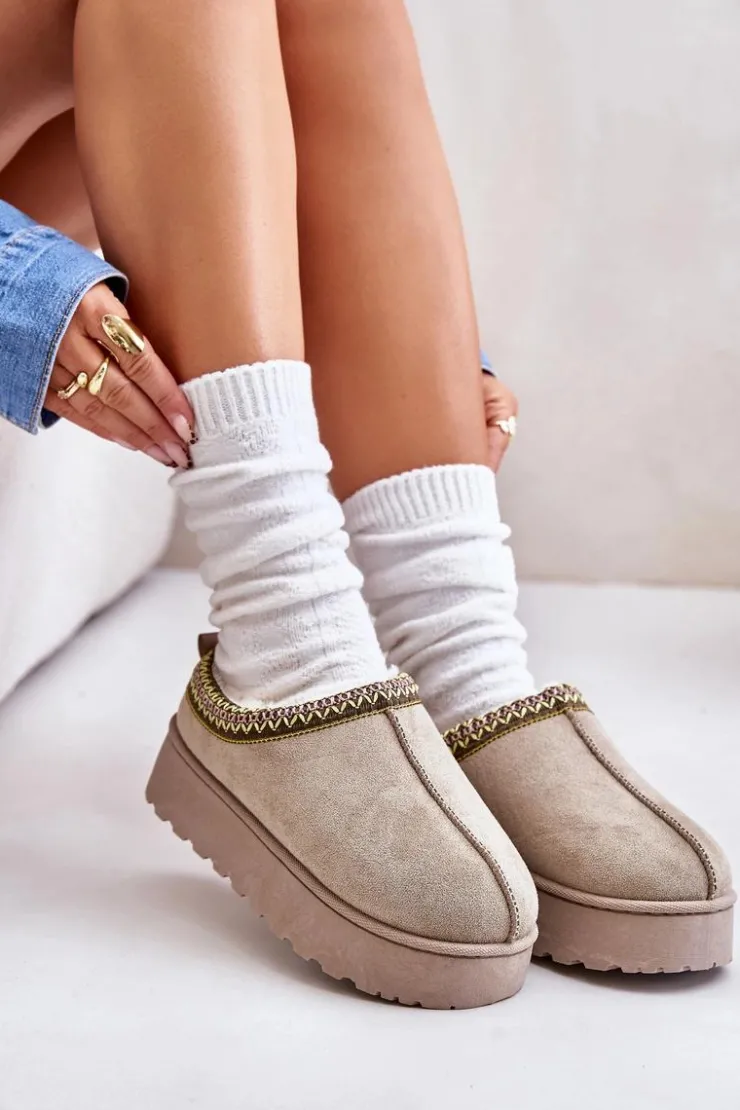 Boto Śniegowce Damskie|Kapcie Klasyczne*Śniegowce Damskie Na Platformie Ocieplane Futerkiem Zielone Remenia Zielony