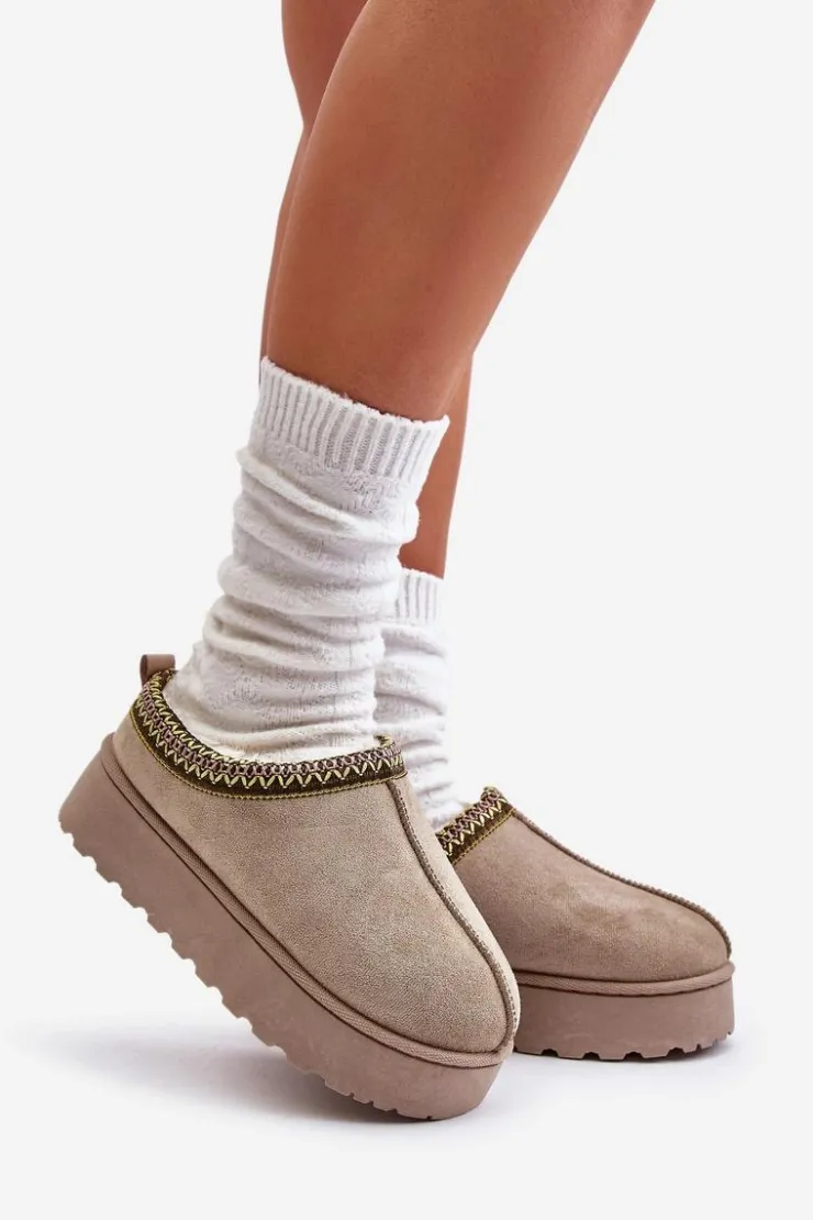 Boto Śniegowce Damskie|Kapcie Klasyczne*Śniegowce Damskie Na Platformie Ocieplane Futerkiem Zielone Remenia Zielony