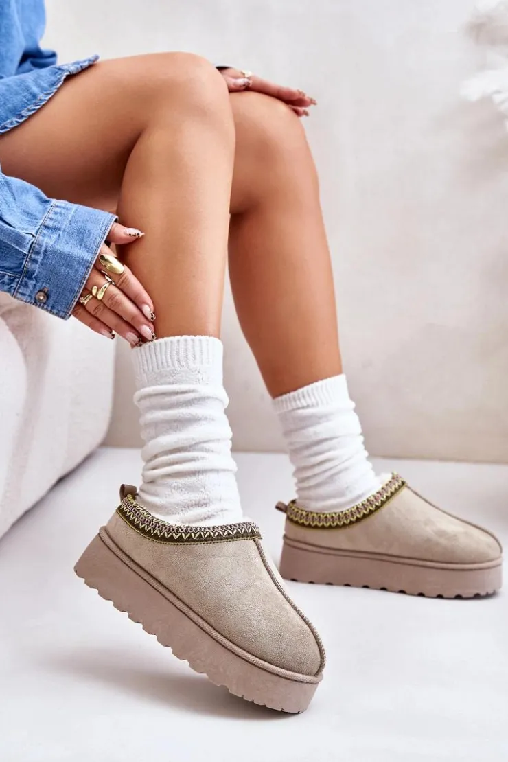 Boto Śniegowce Damskie|Kapcie Klasyczne*Śniegowce Damskie Na Platformie Ocieplane Futerkiem Zielone Remenia Zielony