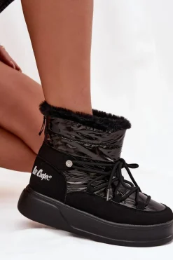 Online Lee Cooper Śniegowce Damskie Na Platformie LCJ-25-03-3814 Czarne Czarny