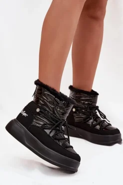Online Lee Cooper Śniegowce Damskie Na Platformie LCJ-25-03-3814 Czarne Czarny