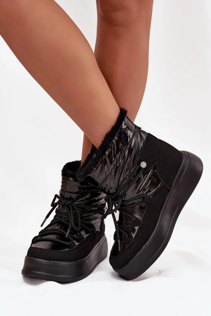 Online Lee Cooper Śniegowce Damskie Na Platformie LCJ-25-03-3814 Czarne Czarny