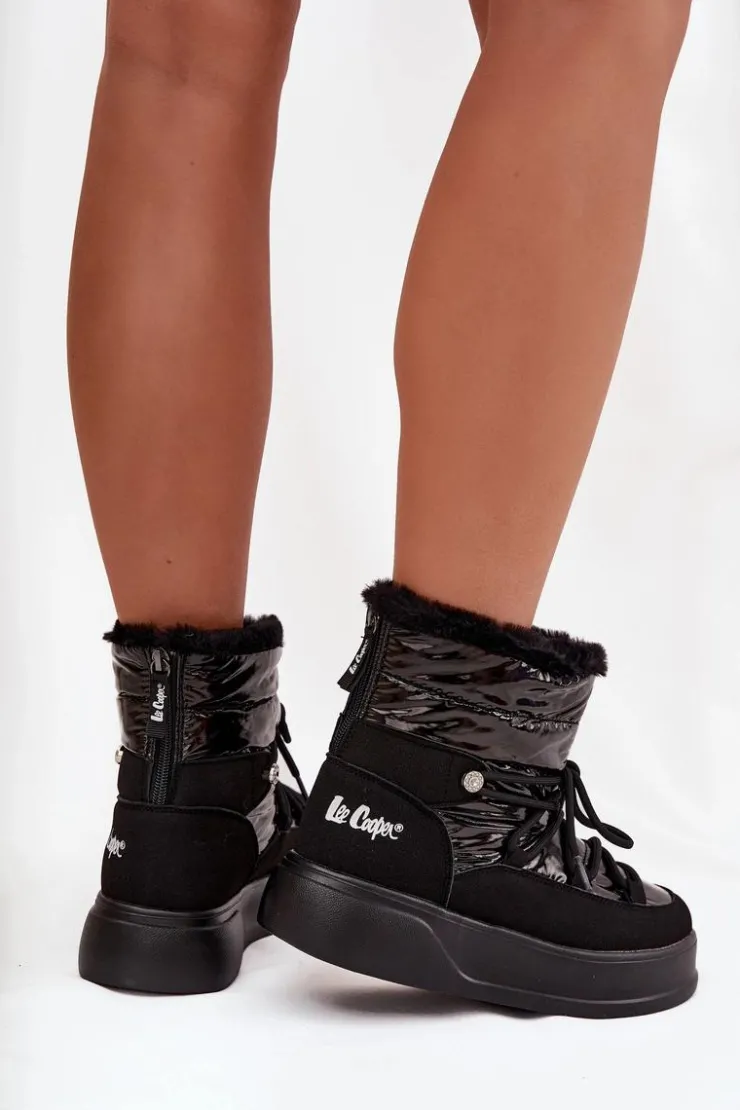 Online Lee Cooper Śniegowce Damskie Na Platformie LCJ-25-03-3814 Czarne Czarny