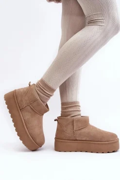 Sale Boto Śniegowce Damskie Na Platformie Beżowe Mennja