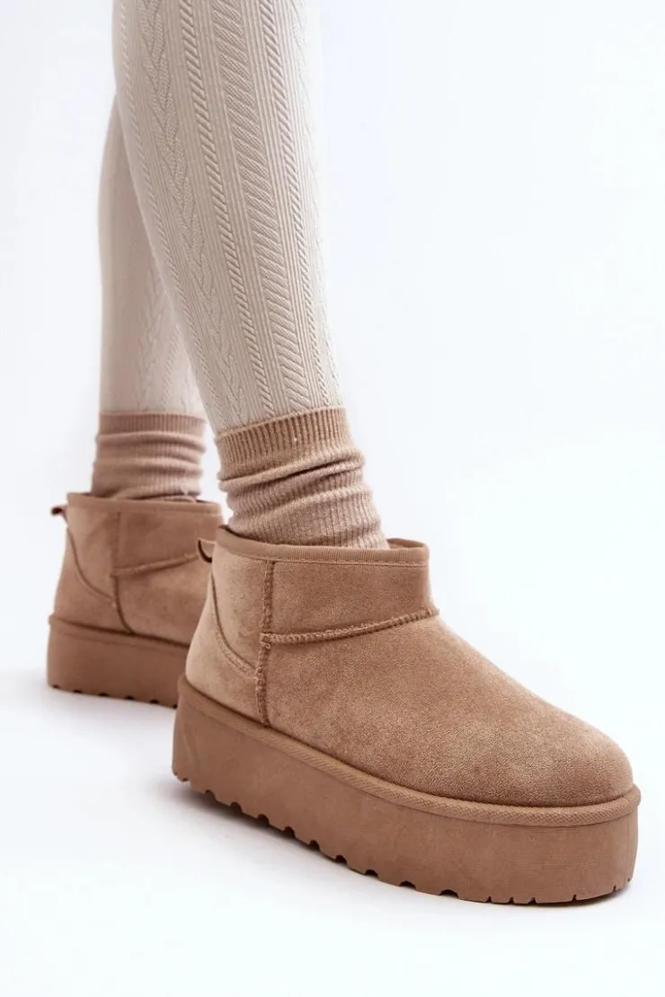 Sale Boto Śniegowce Damskie Na Platformie Beżowe Mennja