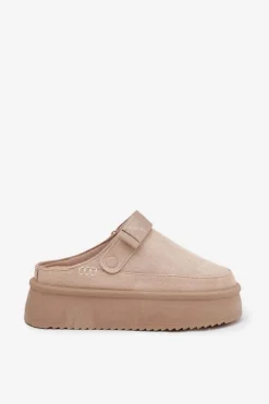 Damskie Boto Śniegowce Damskie Na Platformie Z Rzepem Jasnobeżowe Jorielle