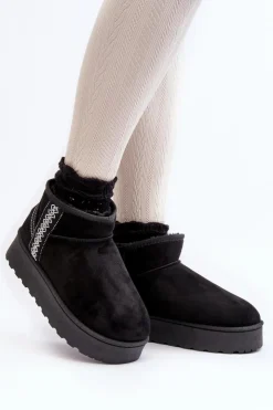 Boto Śniegowce Damskie*Śniegowce Damskie Na Platformie Ocieplane Czarne Lomessa