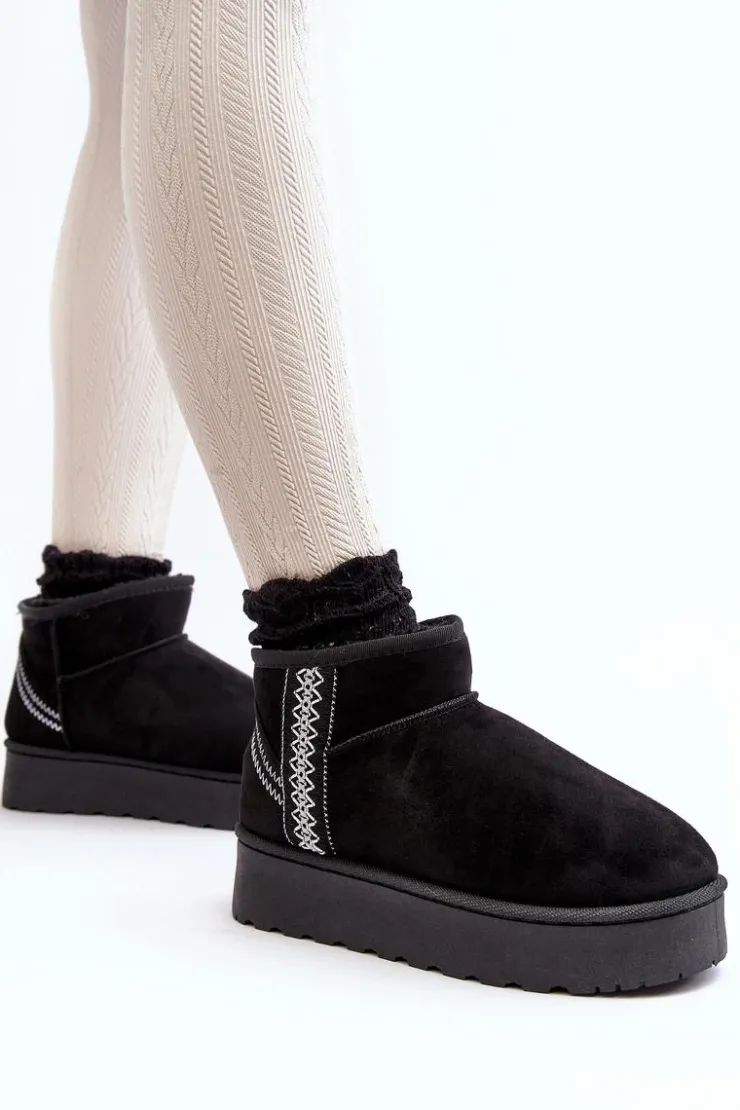 Boto Śniegowce Damskie*Śniegowce Damskie Na Platformie Ocieplane Czarne Lomessa