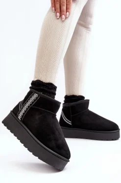 Boto Śniegowce Damskie*Śniegowce Damskie Na Platformie Ocieplane Czarne Lomessa