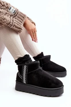 Boto Śniegowce Damskie*Śniegowce Damskie Na Platformie Ocieplane Czarne Lomessa
