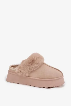 Damskie Boto Śniegowce Damskie Na Platformie Z Futerkiem I Haftem Beżowe Querina