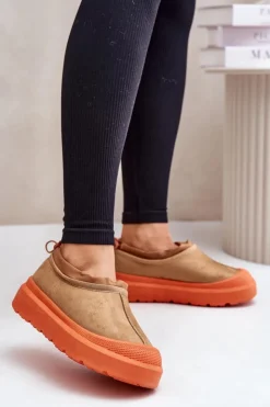 Damskie Boto Śniegowce Damskie Na Platformie Z Niską Cholewką Camel Izamine