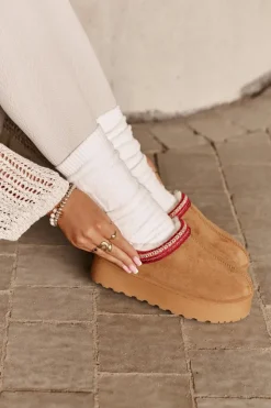 New Boto Śniegowce Damskie Na Platformie Ocieplane Futerkiem Camel Remenia