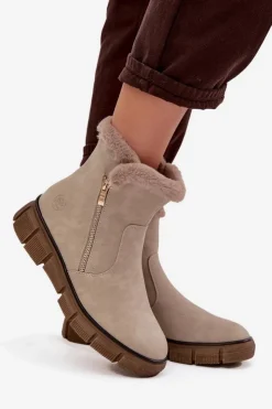 Damskie Evento Śniegowce Damskie Na Platformie Z Futerkiem Beżowe Briselle