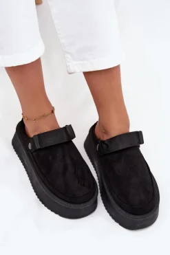 Boto Śniegowce Damskie|Kapcie Klasyczne*Śniegowce Damskie Na Platformie Z Rzepem Czarne Jorielle