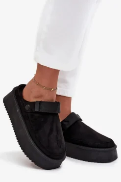 Boto Śniegowce Damskie|Kapcie Klasyczne*Śniegowce Damskie Na Platformie Z Rzepem Czarne Jorielle