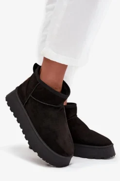 Damskie Boto Śniegowce Damskie Na Platformie Czarne Celyra