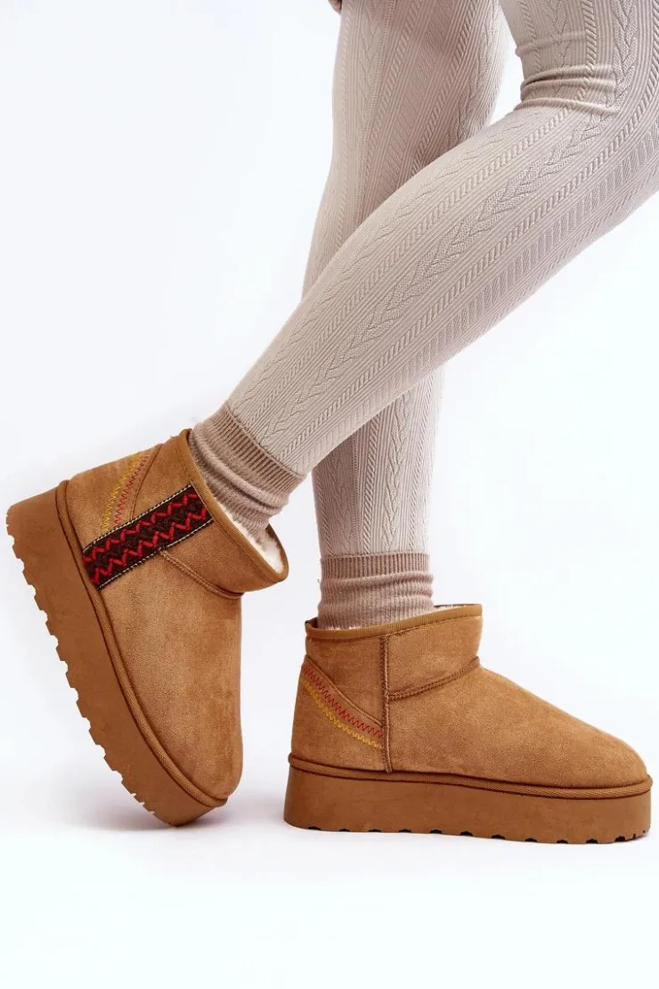 Boto Śniegowce Damskie*Śniegowce Damskie Na Platformie Ocieplane Camel Lomessa