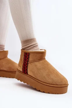 Boto Śniegowce Damskie*Śniegowce Damskie Na Platformie Ocieplane Camel Lomessa