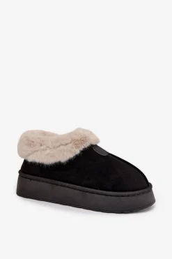 New Boto Śniegowce Damskie Na Platformie Z Futerkiem Czarne Calyra Czarny