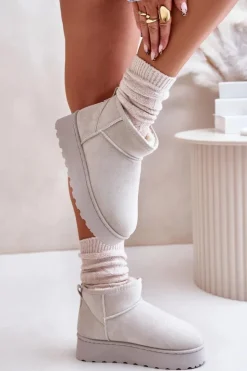 Sale Boto Śniegowce Damskie Na Platformie Ocieplane Futerkiem Jasnoszare Xamella Szary