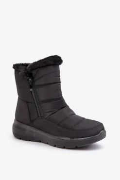 Boto Śniegowce Damskie*Śniegowce Damskie Na Suwak Z Futerkiem Czarne Dritane