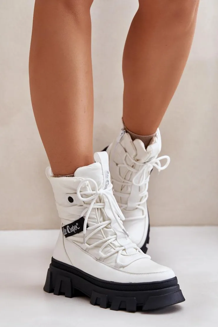 Online Lee Cooper Śniegowce Damskie Na Zamek LCJ-24-47-3142 Białe
