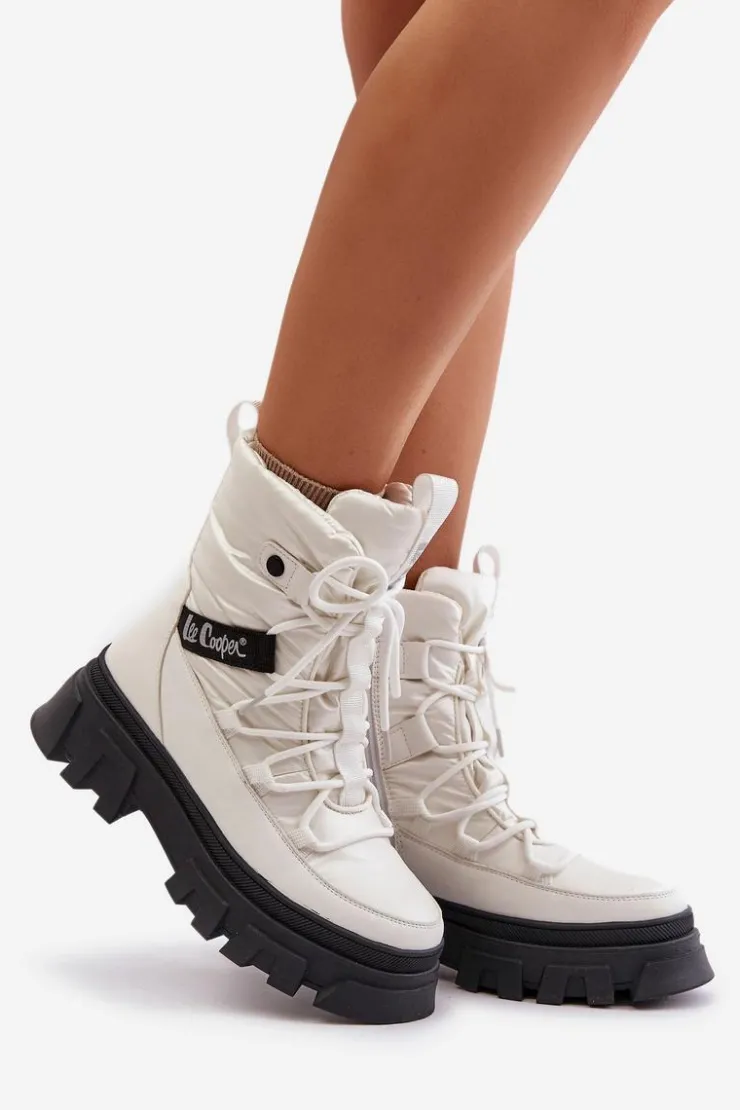 Online Lee Cooper Śniegowce Damskie Na Zamek LCJ-24-47-3142 Białe