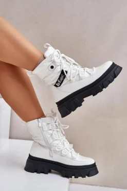 Online Lee Cooper Śniegowce Damskie Na Zamek LCJ-24-47-3142 Białe