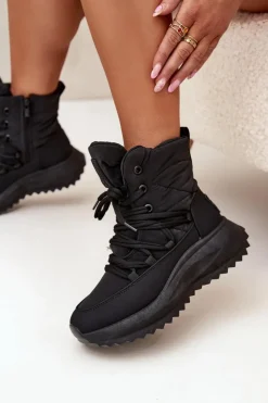 Hot Big Star Shoes Śniegowce Damskie Na Zamek Big Star SS274059 Czarne Czarny