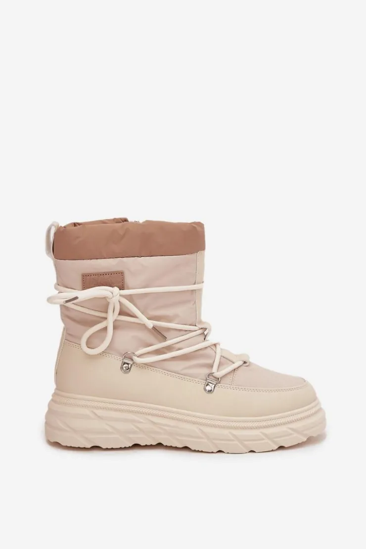 Lee Cooper Śniegowce Damskie Na Zamek LCJ-25-44-3931 Beżowe Beżowy