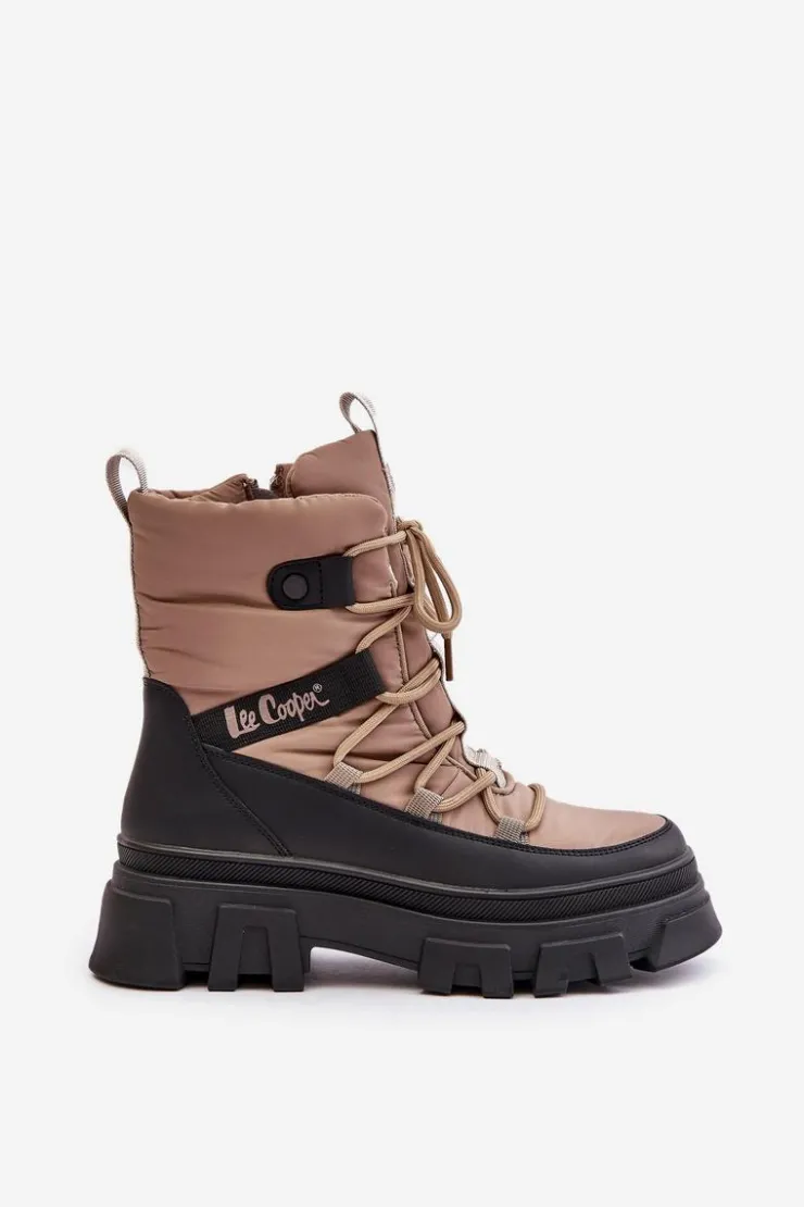 Damskie Lee Cooper Śniegowce Damskie Na Zamek LCJ-24-47-3143 Beżowe